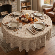 JNDJE Round Tablecloth, 60 Inch Diameter, Fall Pumpkins