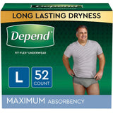 FIT-FLEX Incontinence Underwear for Men by Depend – Large, Rubber, Grey, Pack of 2, Model 10036000479369