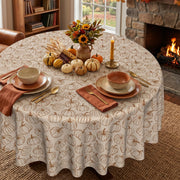 JNDJE Round Tablecloth, 60 Inch Diameter, Fall Pumpkins