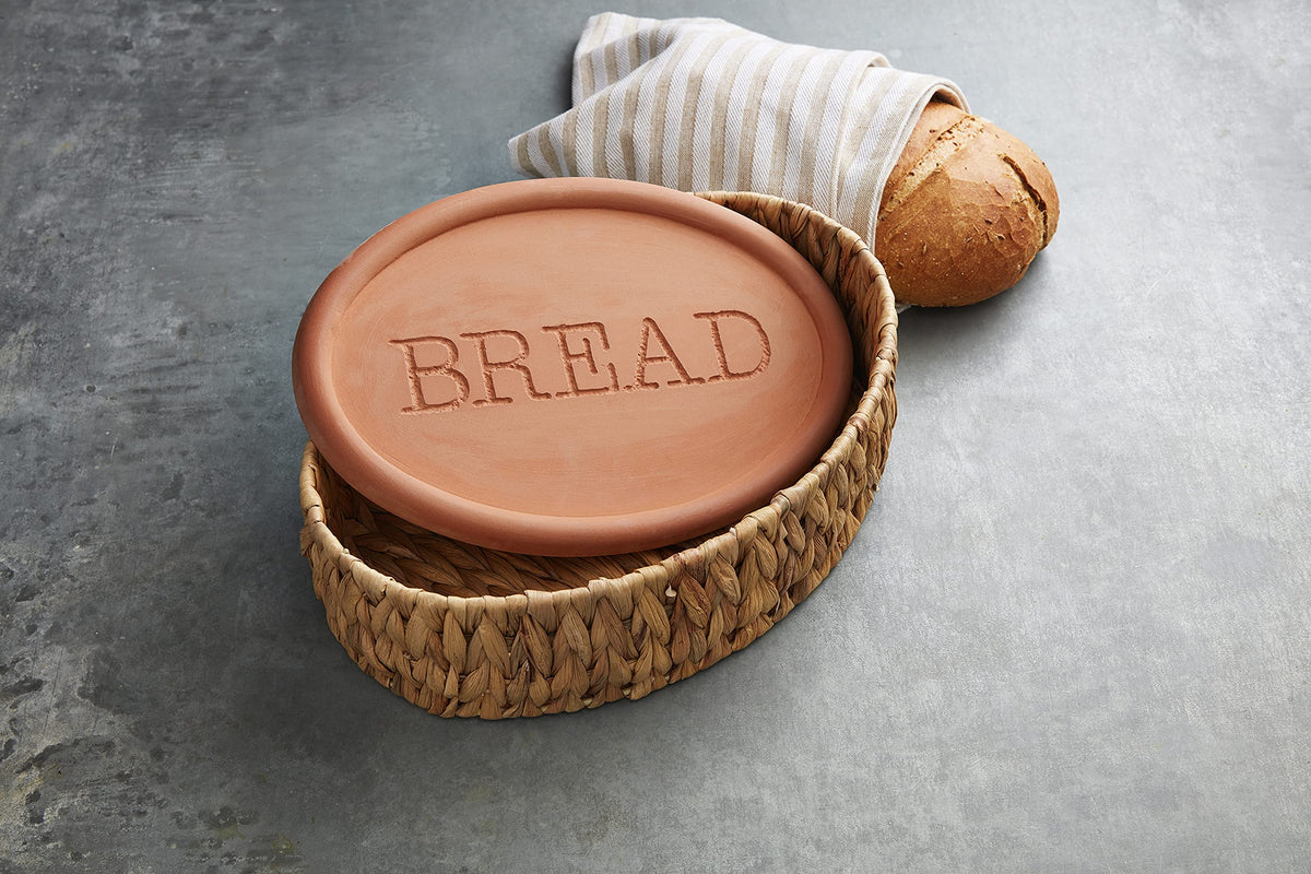 Mud Pie Terracotta Bread Warmer Set, Brown, 12.5 x 8.5 Inch