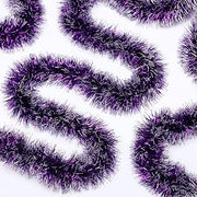 Dilunave 50ft Christmas Tinsel Garland Purple Frost Tip Tree Decor | Shimmering Metallic Garland for Indoor Tree Wrapping, Flexible Wire Wraps Stairs Mantels, Adds Festive Sparkle Atmosphere