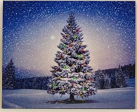 Oak Street Lighted Canvas w/Timer - Lighted Christmas Tree (8x6 Tabletop)