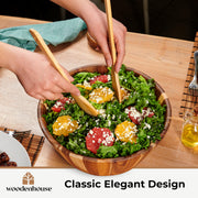 Woodenhouse Handcrafted Wooden Salad Bowl, 12 Inch, Round
