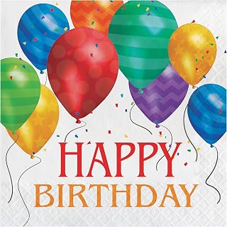 Creative Converting Birthday Multicolor Balloon Blast Luncheon Napkins - 16pcs
