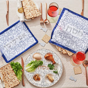 Rite Lite Ceramic Seder Plate, Large, Blue Gold White