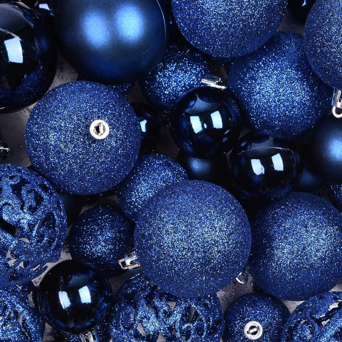 Goodlyghts Christmas Ball Ornaments, Shatterproof Plastic, Assorted Sizes in Deep Blue