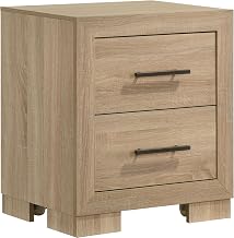 Coaster Home Furnishings - Arielle - Engineered Wood - 2-Drawer Nightstand with Scratch-Resistant Surfaces, Hidden Casters, Antique Nickel Hardware and Squared Profile - Bedroom - Light Oak - 223112