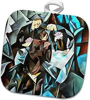 3dRose Three Men Playing Cards Geometric Art After Rockline 8x8 Potholder