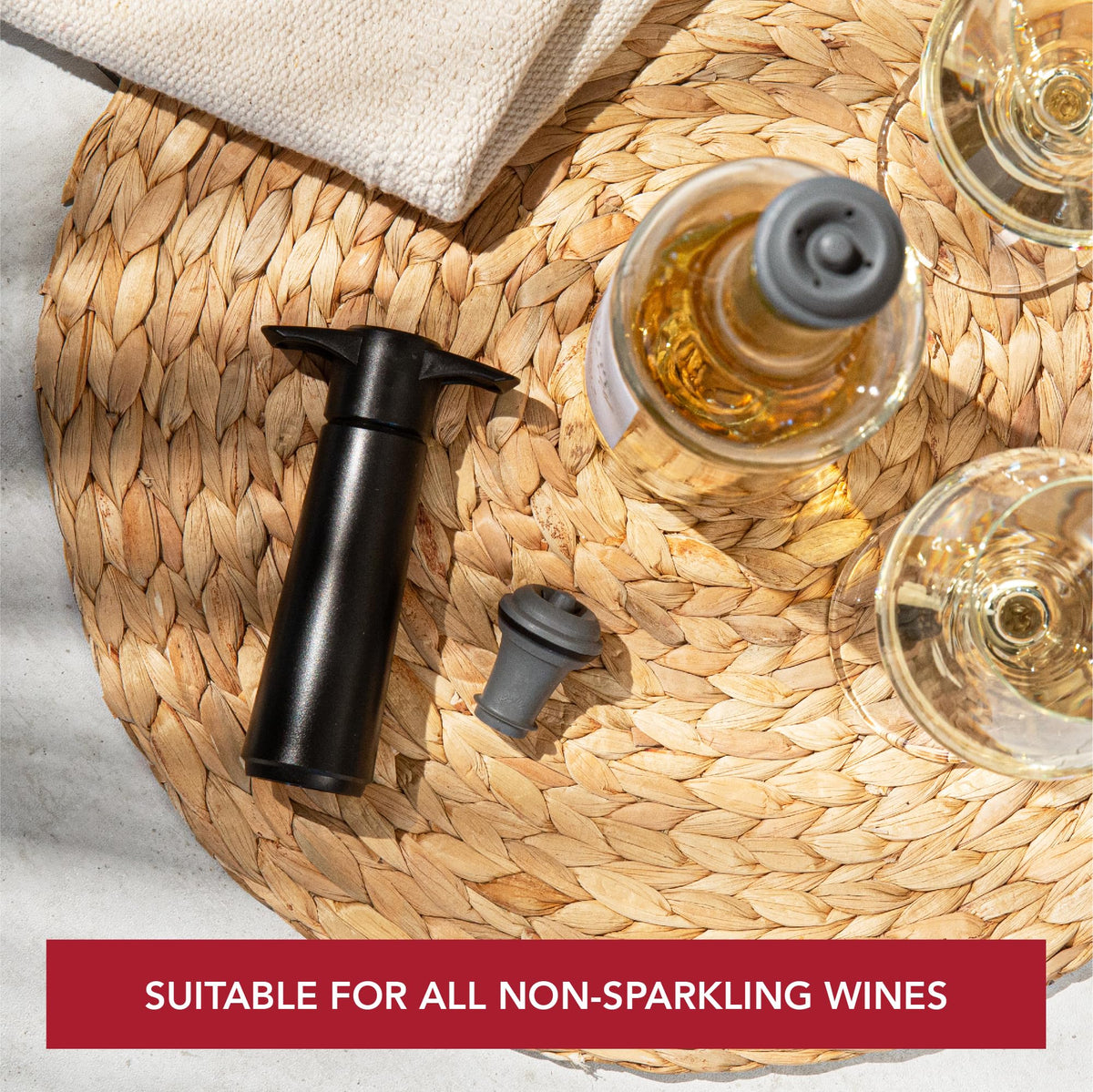 Wine Saver Extra Stoppers by Vacu Vin – 12 Stoppers, Rubber, Gray, Pack of 12, Model 0886360/2