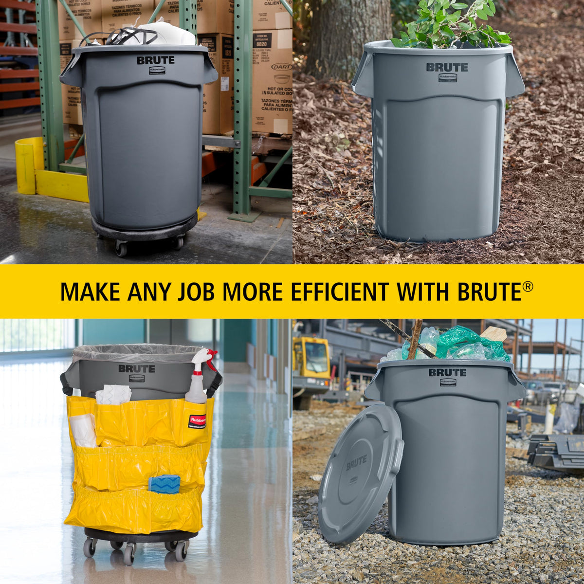 BRUTE Heavy-Duty Round Trash/Garbage Can by Rubbermaid Commercial Products – 10 Gallon, 38.0 liters, Low Density Polyethylene, White, Model FG261000WHT