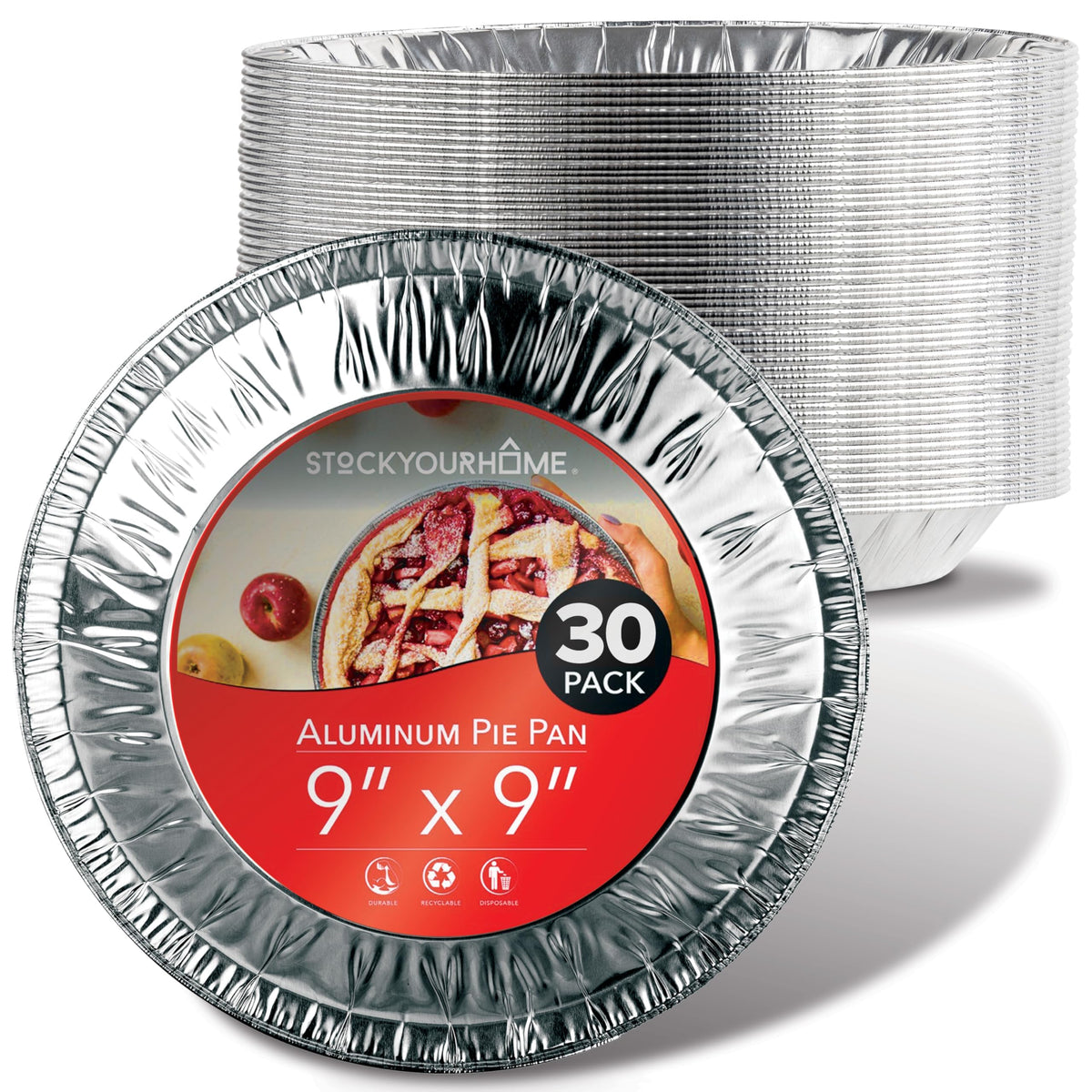 Stock Your Home 30 Pack (9 Inch) / Silver / 30 Pack Pie Pans