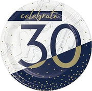 Creative Converting Navy and Gold Birthday Dessert Plates, 7"