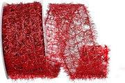 Reliant Ribbon 93689W-065-40F Tinsel Net Frizzette Wired Edge Ribbon, 2-1/2 Inch X 10 Yards, Red