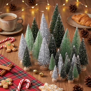Hatisan Mini Christmas Trees, 30 Pack, Silver Green