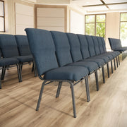 21 in Wide Church Chair by Flash Furniture – Set of 1, Textile, Navy Fabric/Silver Vein Frame, Model EPCHT-101