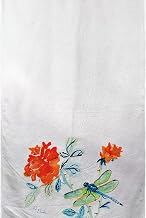 Interiors Dragonfly and Red Flower Beach Towel