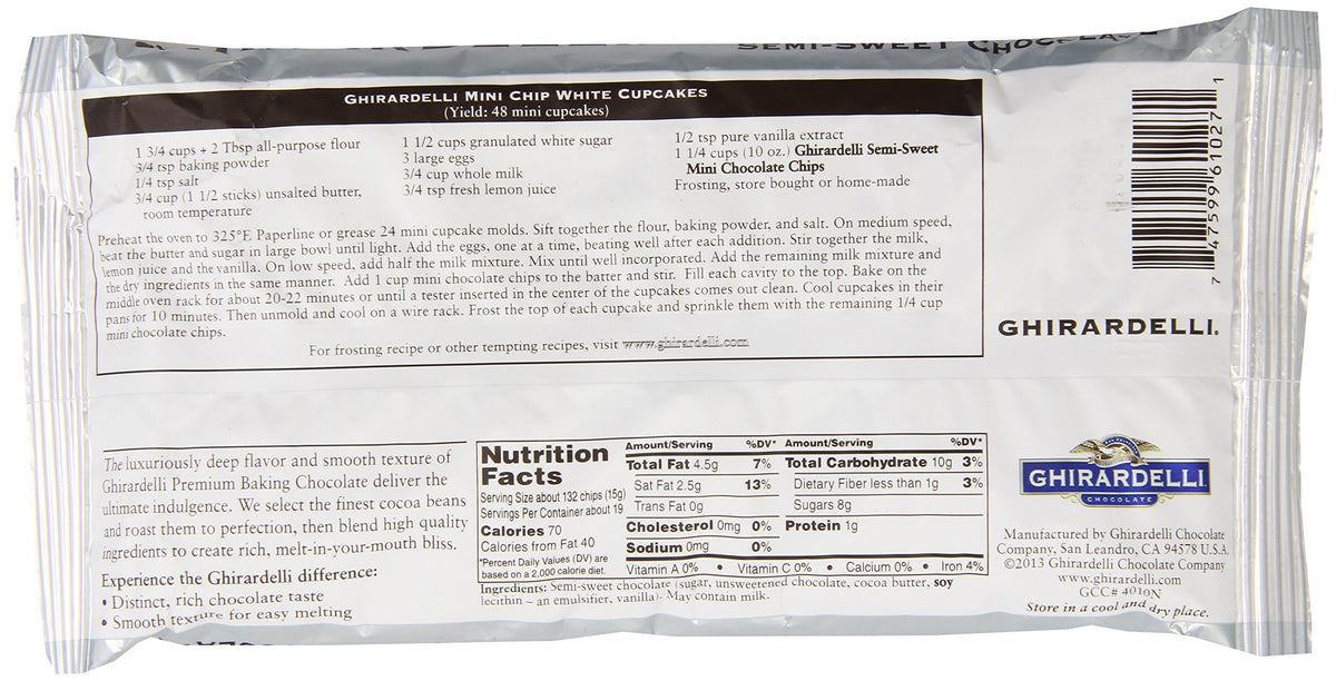 Ghirardelli Mini Semi-Sweet / 10 Ounce (Pack of 12) / 12 Chocolate Chips