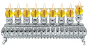 Ner Mitzvah Silver Wall Menorah, Holds Standard Oil Cups or Large Candles, 3 Inches