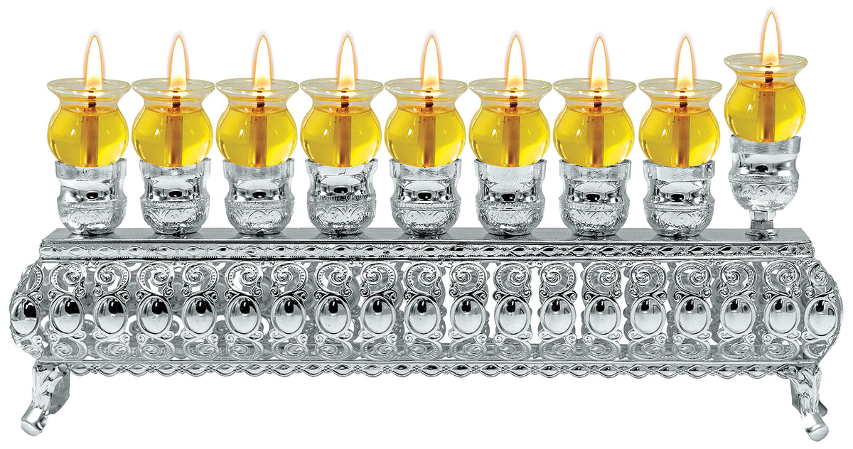 Ner Mitzvah Silver Wall Menorah, Holds Standard Oil Cups or Large Candles, 3 Inches