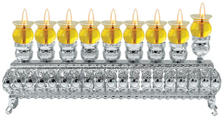 Ner Mitzvah Silver Wall Menorah, Holds Standard Oil Cups or Large Candles, 3 Inches