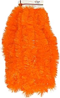 Tinsel Garland 25 ft. Perfect for Holiday, Memorial Day, Christmas, New Year's, Celebrations, Festivities, Special Events, Birthdays, Decorative Accents (Orange, 25 ft Long-Thick)