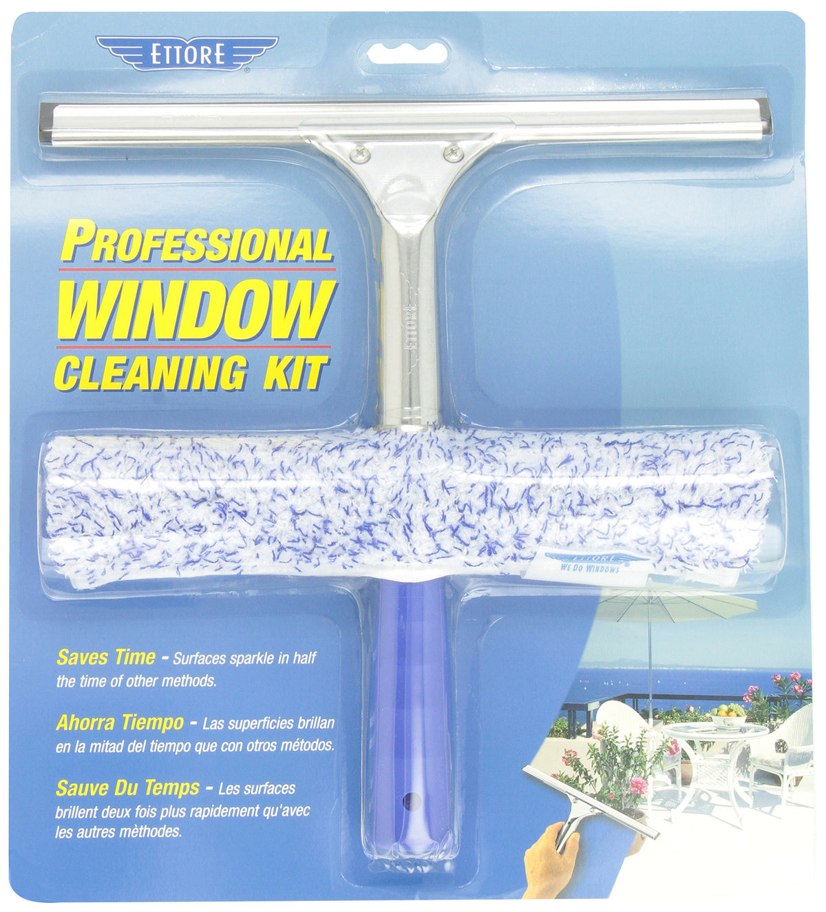 Products 2-Step Squeegee Scrubber Combo Blue 12 In by Ettore – 12 In, Microfiber, Blue, Model 04991