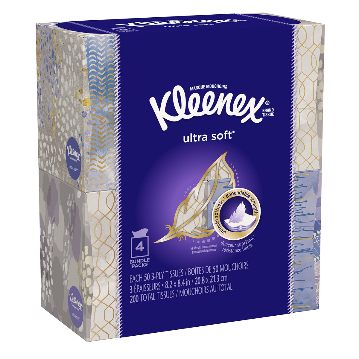 Kleenex White / 50 Count (Pack of 4) / 50 tissues, 4 Cube boxes Box Tissues
