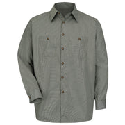 Red Kap 6X-Large / Hunter/Khaki Check / Micro-check Uniform Shirt, Regular Fit, Long Sleeve Tops