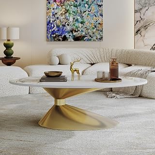 Modern Sintered Stone Coffee Table, Mesa de Centro, Living Room Table | Premium sintered stone top with high-contrast veining, scratch-resistant, heatproof, and easy-clean. Stainless steel bas