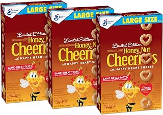 Cheerios Honey Nut, Gluten Free, Cereal With Oats, 15.4 Oz Box (Pack Of 3), Hearts, 46.2 Oz
