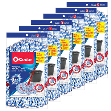 MicroTwist MAX Microfiber Refill (Pack of 6) by O-Cedar – 6 Pack, Vinyl, Green, Pack of 6