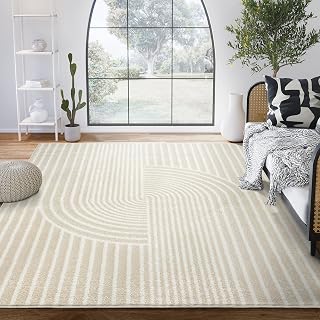 Area Rug for Living Room -Nuevo 9' x 12' Beige Arch Pattern Area Rug by Abani – 9' x 12' (Rectangular), Polypropylene, Cream, Model NUE150A-9
