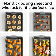 GoodCook Carbon Steel Bakeware Set with Rack, 15 x 10.5 Inch, Dark Gray