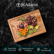 J.K. Adams Maple Wood Cutting Board, Juice Channel, 20 x 14 Inch