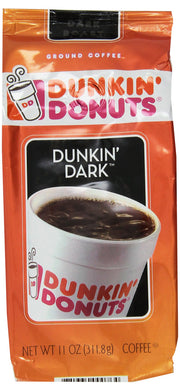 Donuts Dunkin' Dark Dark Roast Ground Coffee 11 Oz – 132 Ounce (Pack of 1), Pack of 12