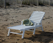 Nautical Arms Chaise by Polywood – 27 inches x 78.5 inches x 39 inches, High Density Polyethylene (HDPE), Teak, Model NCC2280TE