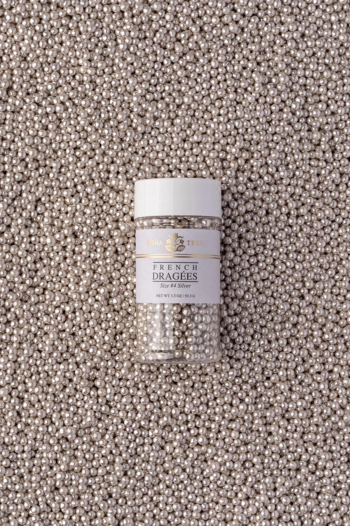 Silver French Dragees by India Tree – 3.3 Ounce (Pack of 1), Silver, Model 34620