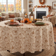 JNDJE Round Tablecloth, 60 Inch Diameter, Fall Pumpkins