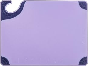 San Jamar Allergen Saf-T-Grip Cutting Board With Molded-In Ruler, Plastic Chopping Board for Kitchen, 9" x 12" x 0.35", 6 Count, Purple