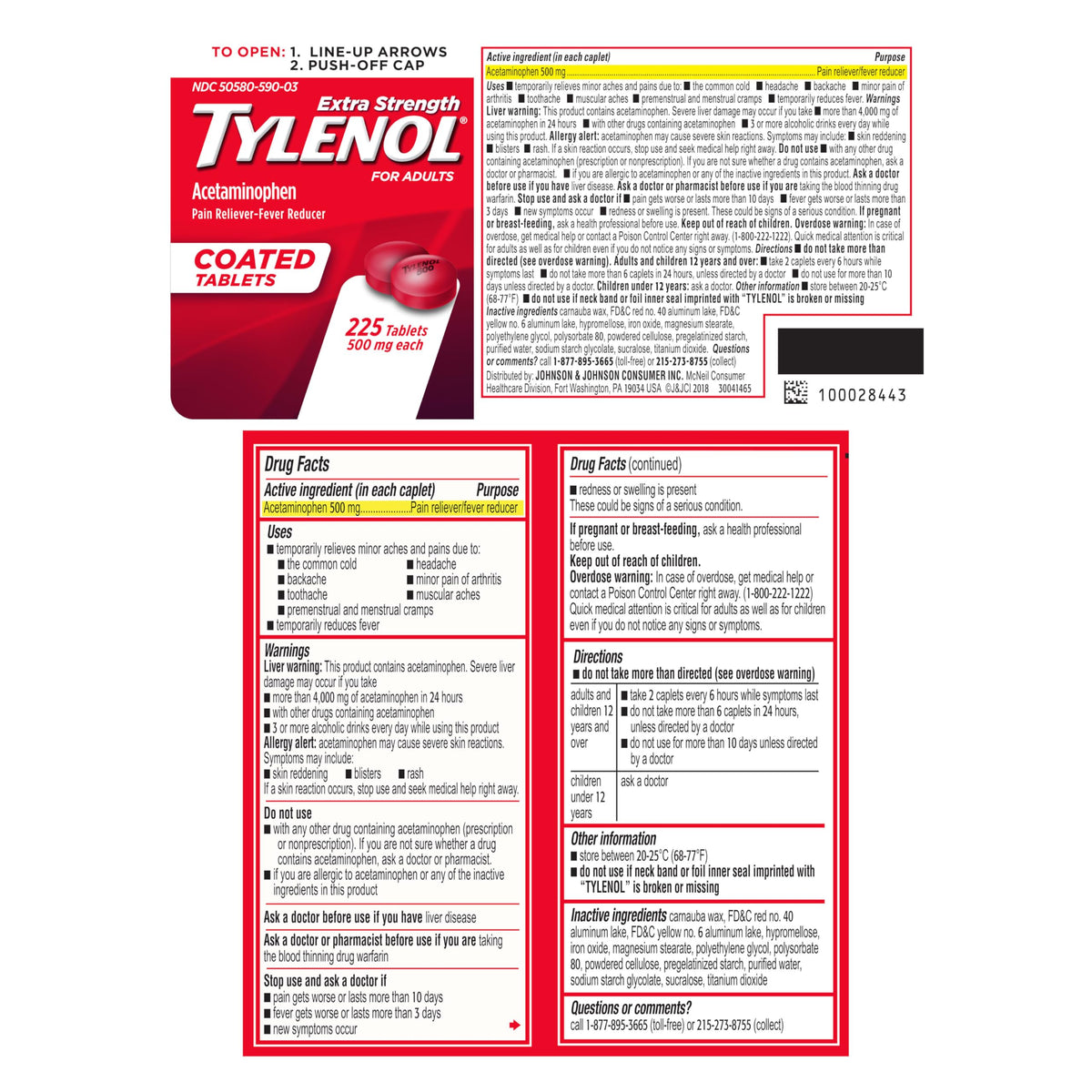 Tylenol 225 Count (Pack of 1) / 1 Acetaminophen