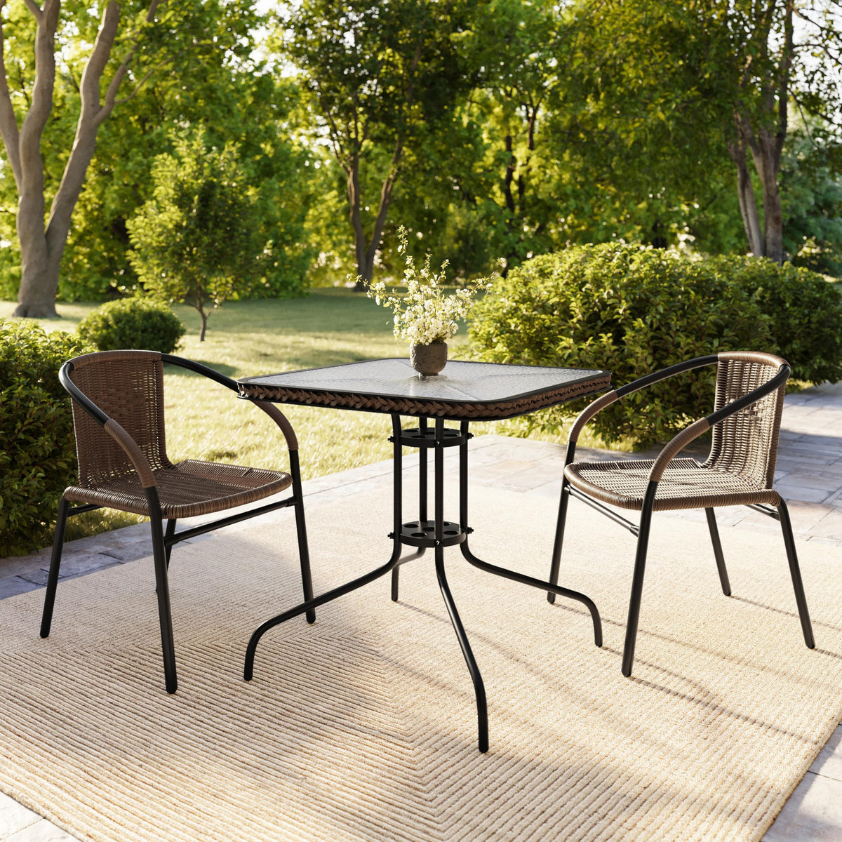 Flash Furniture Dark Brown / Set of 2 / Contemporary Patio Dining Chairs