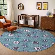 Addison Rugs Chantille ACN2690 Teal 8' x 8' Indoor/Outdoor, Machine Washable, Easy Clean, Non Shedding, Bedroom, Living Room, Dining Room, Kitchen, Patio Round Rug
