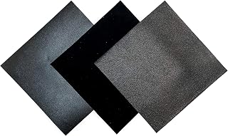 Black Leather Fabric for Crafts: 3 Sheepskin Sheets of Black Suede and Black Lambskin Leather Hides 10x10In/25x25cm