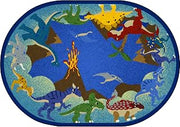 Joy Carpets Dino Parade Area Rug in Color Multi, 3'10" x 5'4" Oval