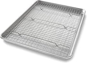 USA Pan Bakeware Half Sheet Baking Pan and Bakeable Nonstick and Cooling Rack Set, Metal