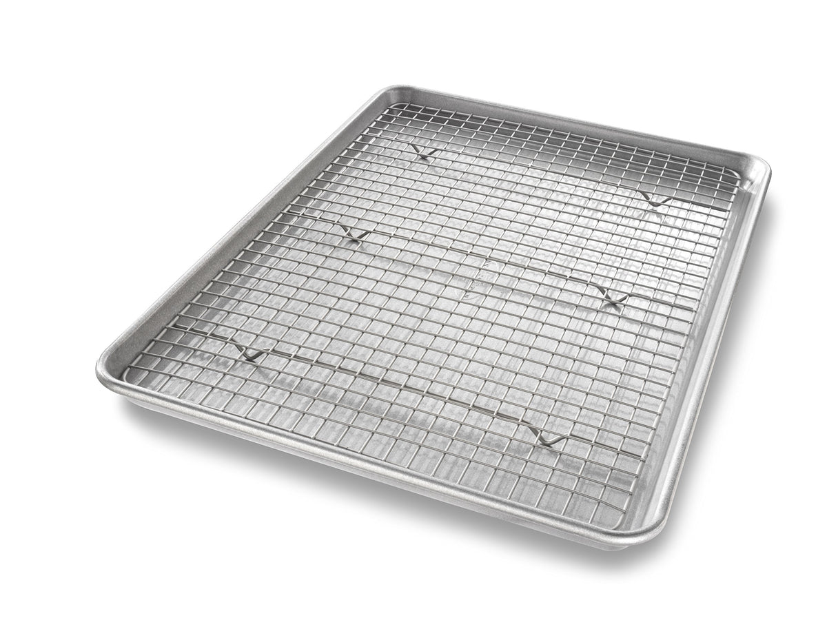 Half Sheet Baking Pan and Cooling Rack Set with 9x13 Inch Rectangular Lasagna and Brownie Pan by USA Pan – Aluminized Steel