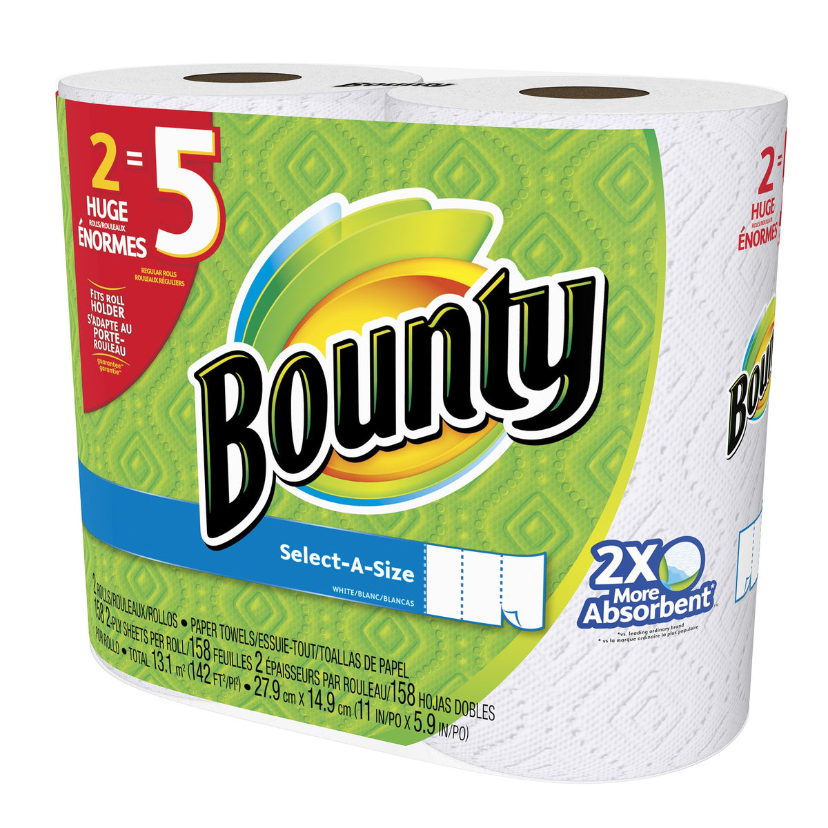 Select-A-Size Paper Towels by Bounty – 2 Count (Pack of 1), Paper, White, Pack of 2, Model 37000950462