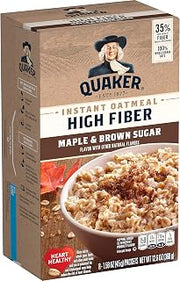 Quaker High Fiber Instant Oatmeal, Maple Brown Sugar, 8 Ct