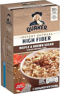 Quaker High Fiber Instant Oatmeal, Maple Brown Sugar, 8 Ct