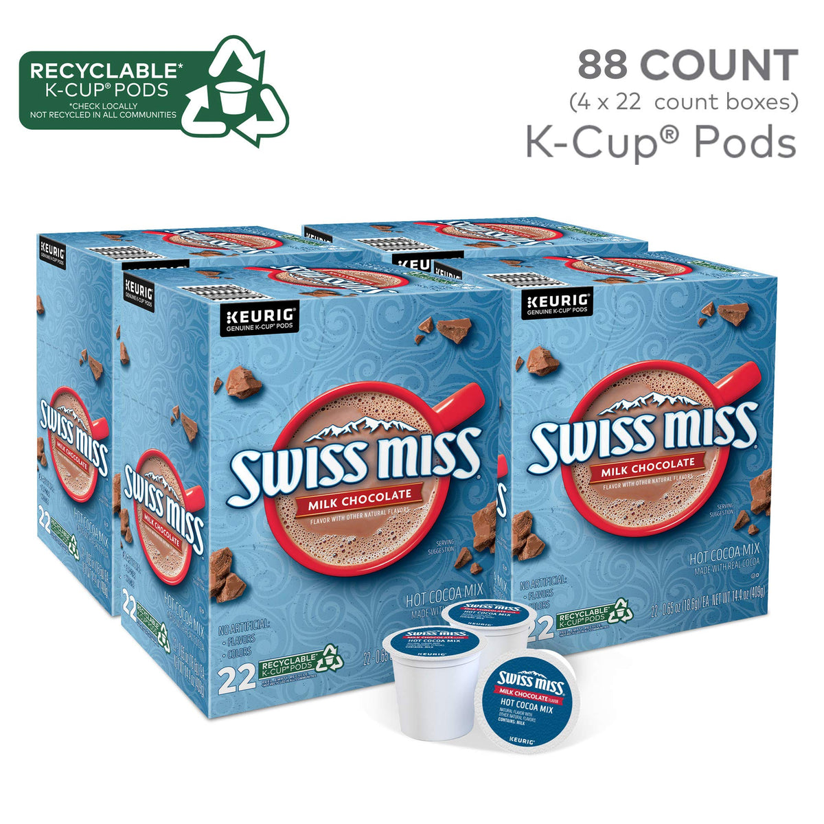 Milk Chocolate Hot Cocoa by Swiss Miss – 88 Count (Pack of 1), Model 5000345150-88